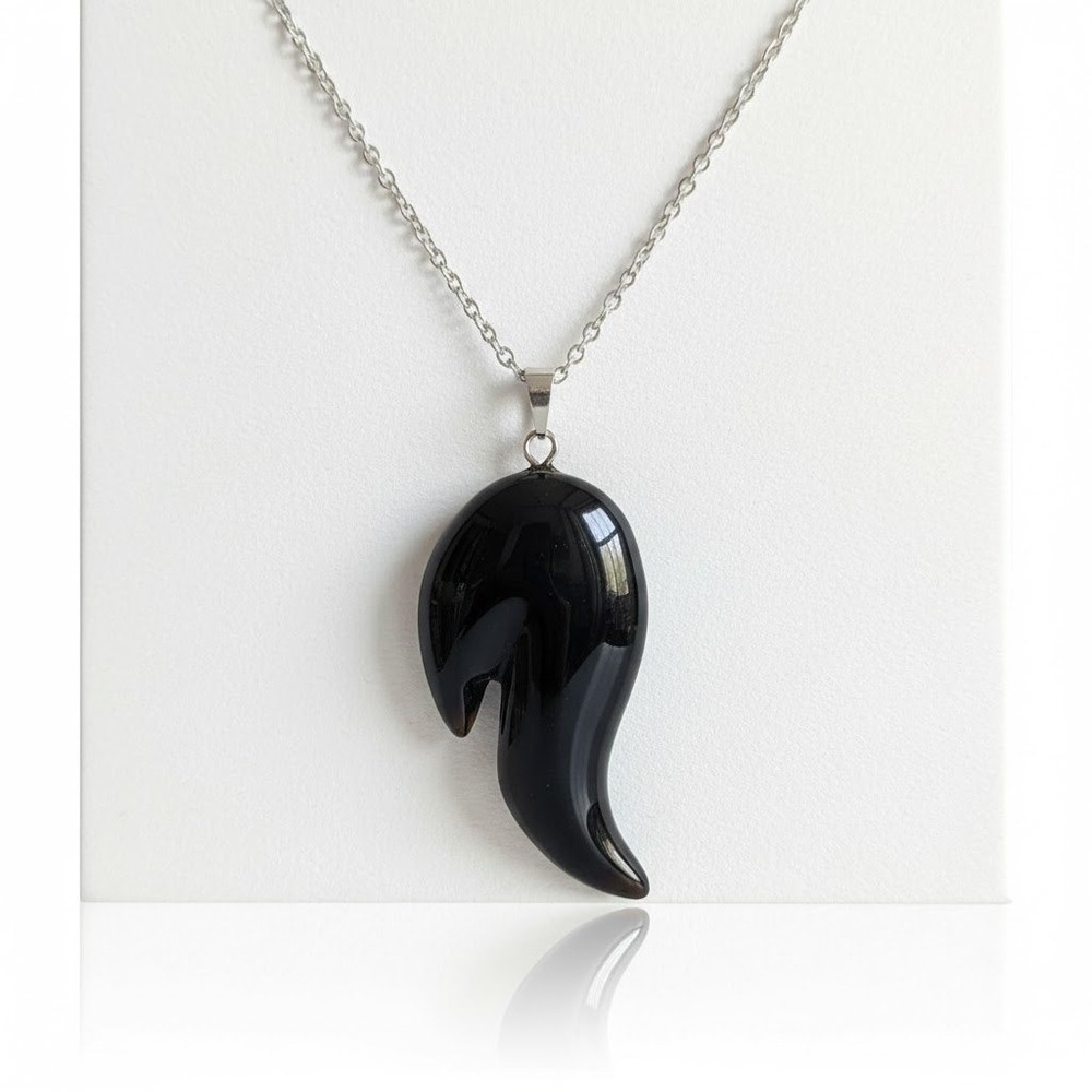 Black Obsidian Pendant Necklace Charm Protection Jewelry Gift Women‎